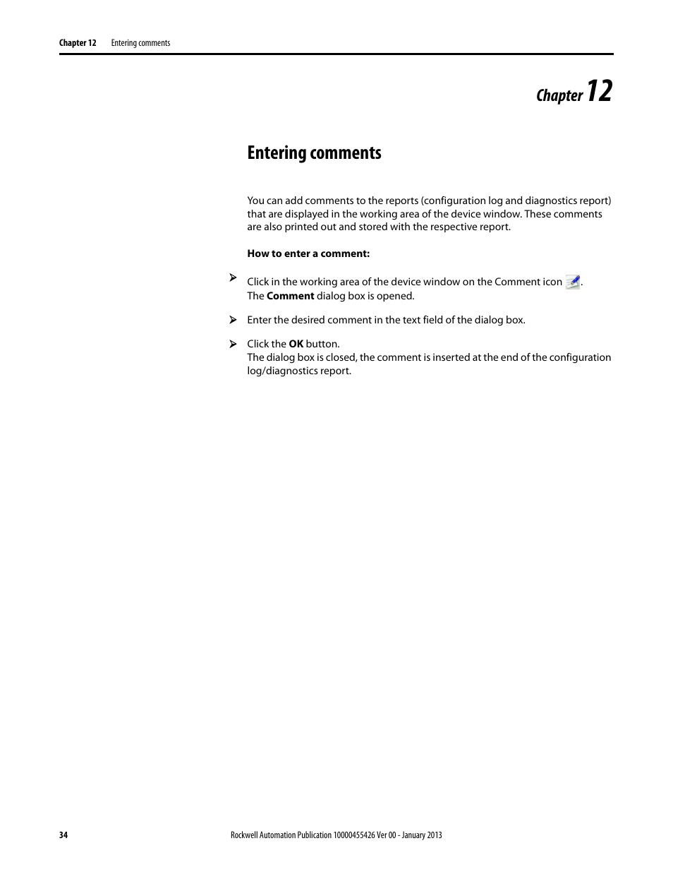 Entering comments, Chapter | Rockwell Automation 442L Safety Configuration & Diagnosis (SCD) User Manual User Manual | Page 36 / 40