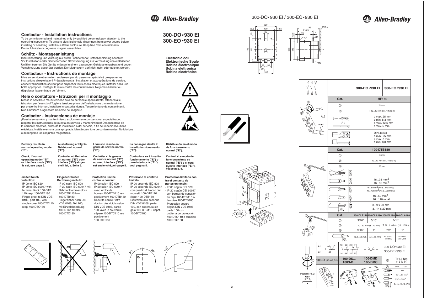 Rockwell Automation 300-DOx930E1_EOx930E1 Contactor User Manual | 3 pages