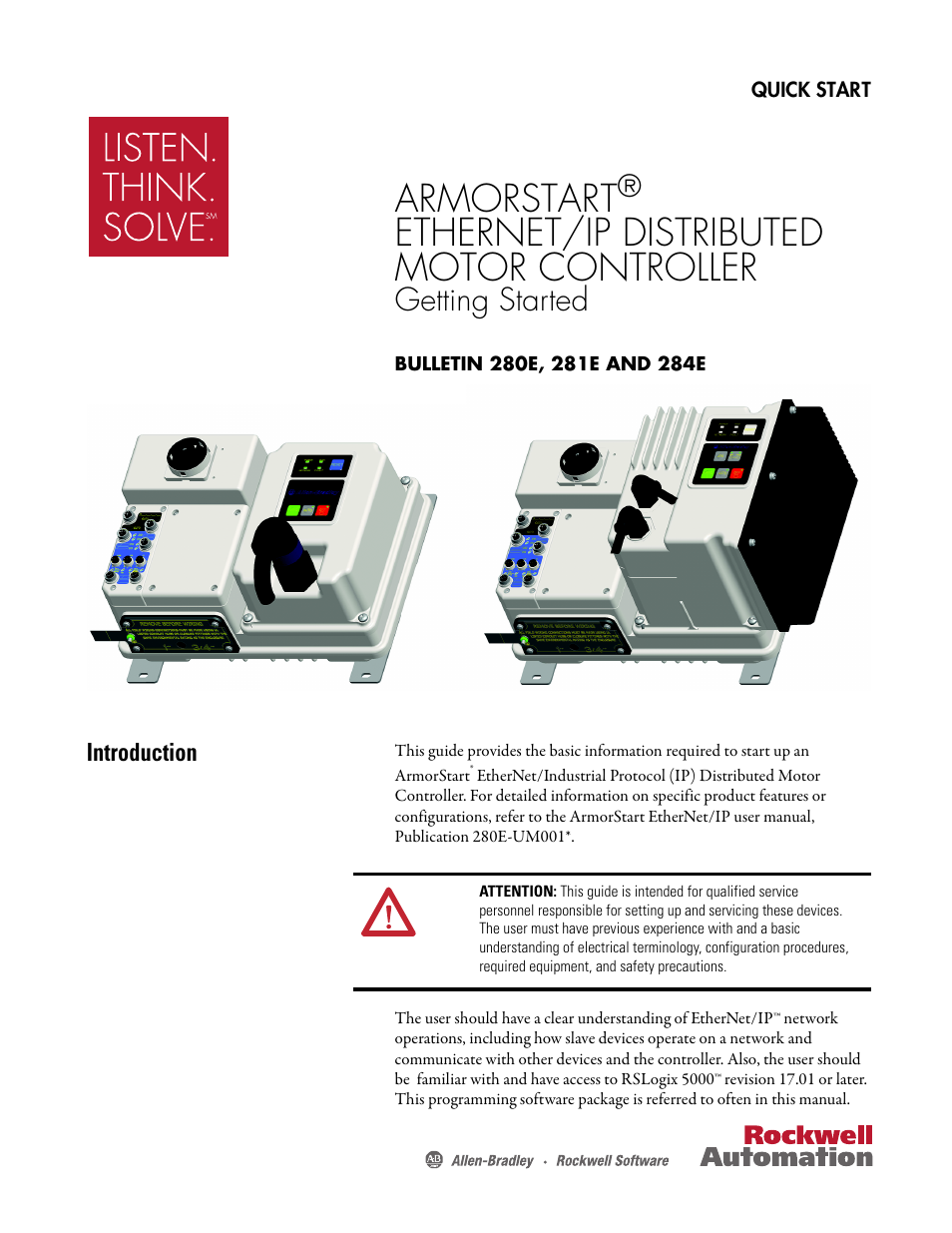 Rockwell Automation 281E ArmorStart EtherNet/IP - Getting Started User Manual | 44 pages