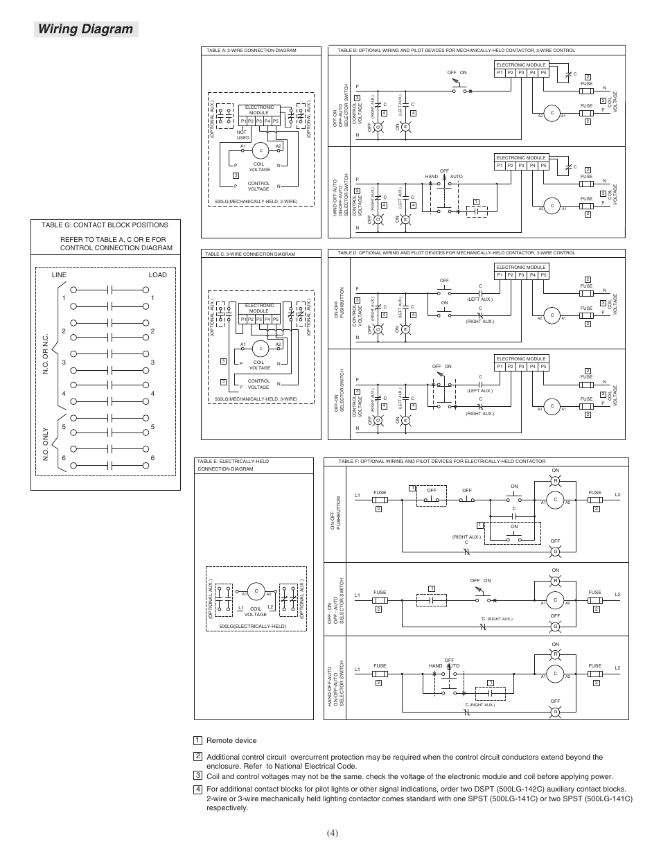 Wiring diagram | Rockwell Automation 500LG Lighting Contactor (Mechanically and Electrically Held) User Manual | Page 4 / 6