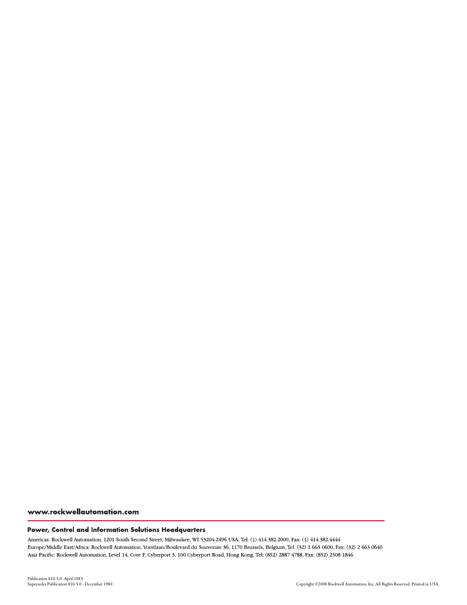 Rockwell Automation 810 5.0: Inverse Time Current Relays User Manual | Page 5 / 5