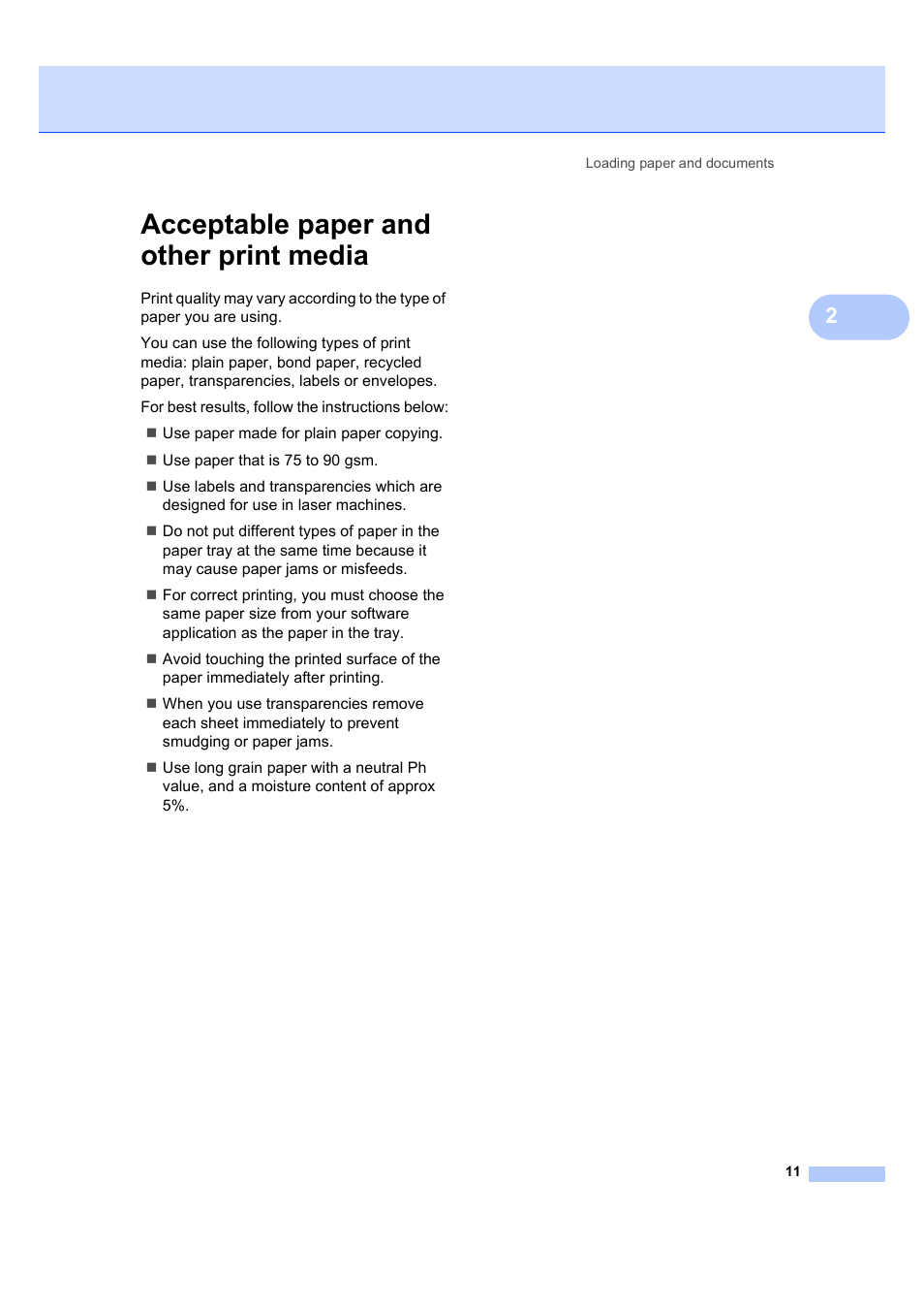 Acceptable paper and other print media | Brother DCP-7040 User Manual | Page 17 / 103