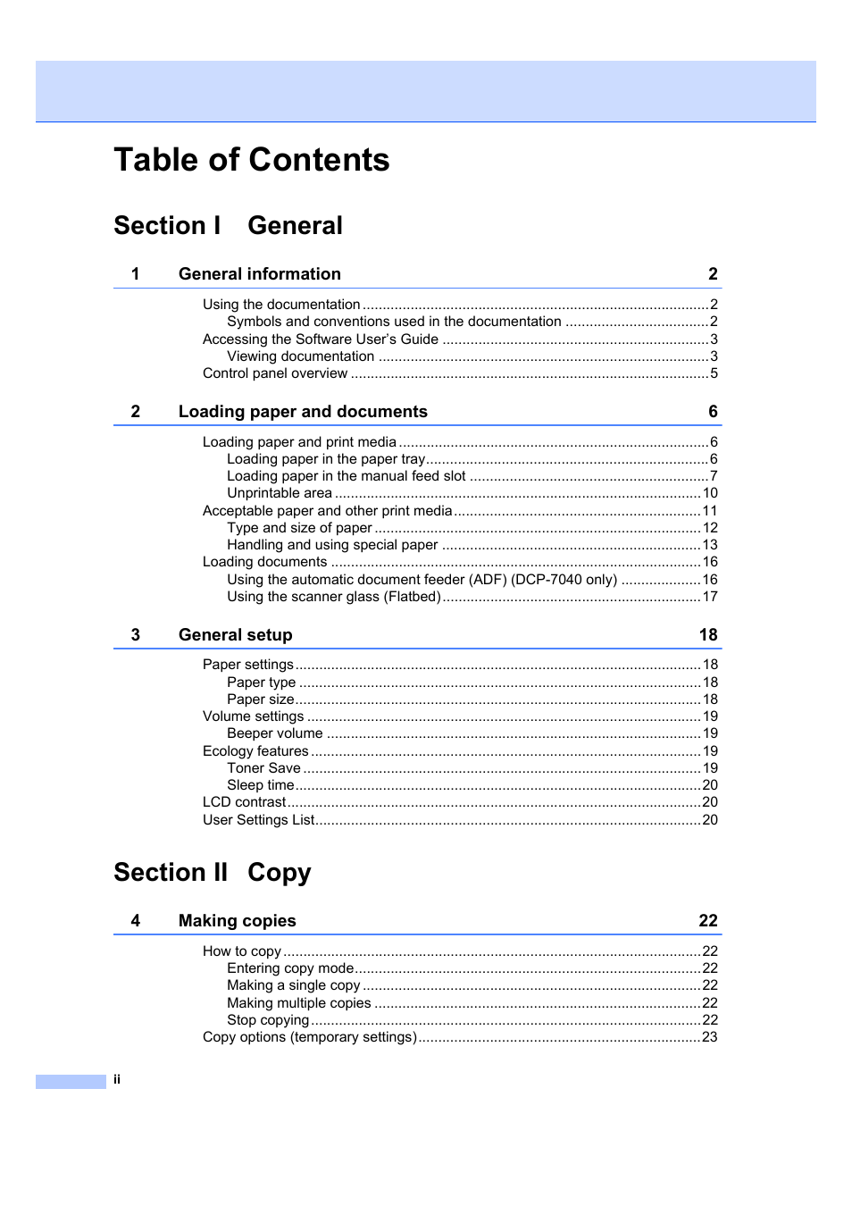 Brother DCP-7040 User Manual | Page 4 / 103