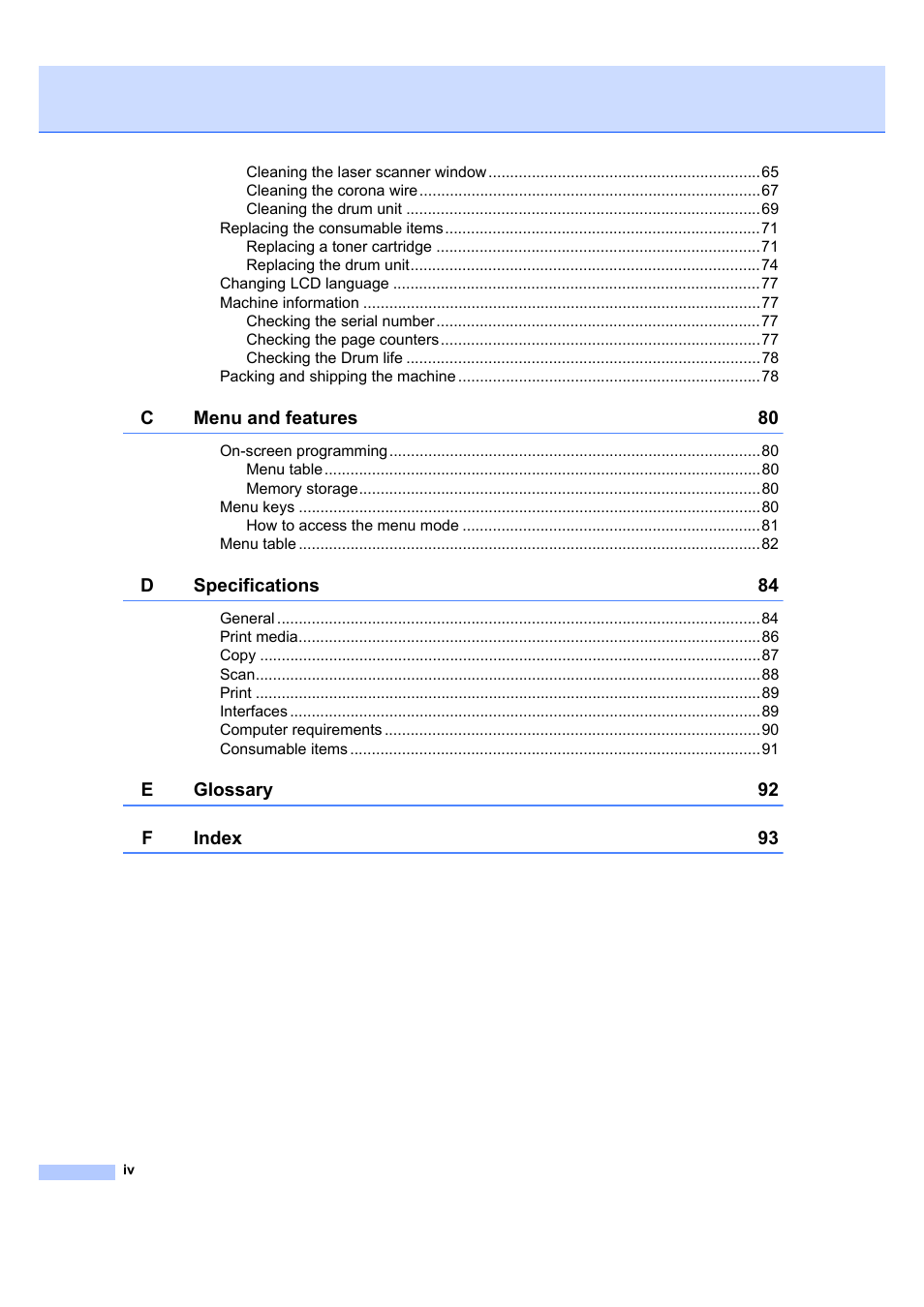 Brother DCP-7040 User Manual | Page 6 / 103