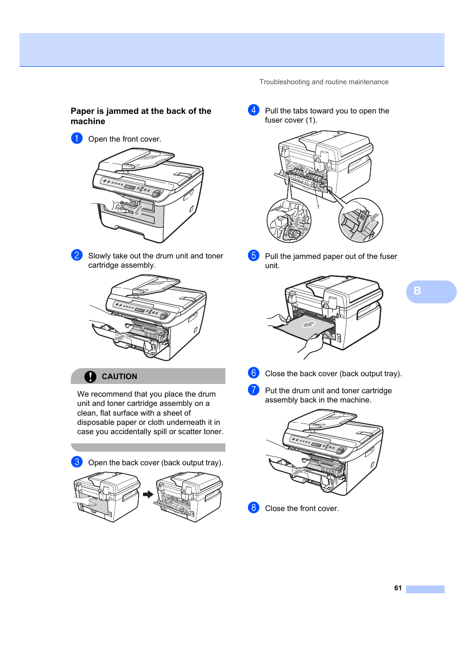 Paper is jammed at the back of the machine | Brother DCP-7040 User Manual | Page 67 / 103