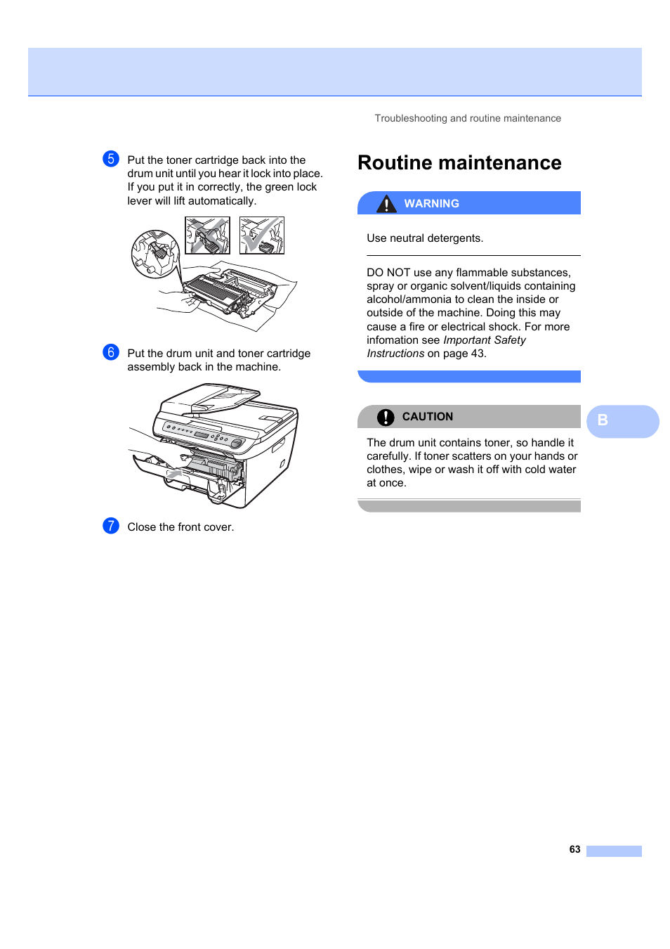 Routine maintenance | Brother DCP-7040 User Manual | Page 69 / 103