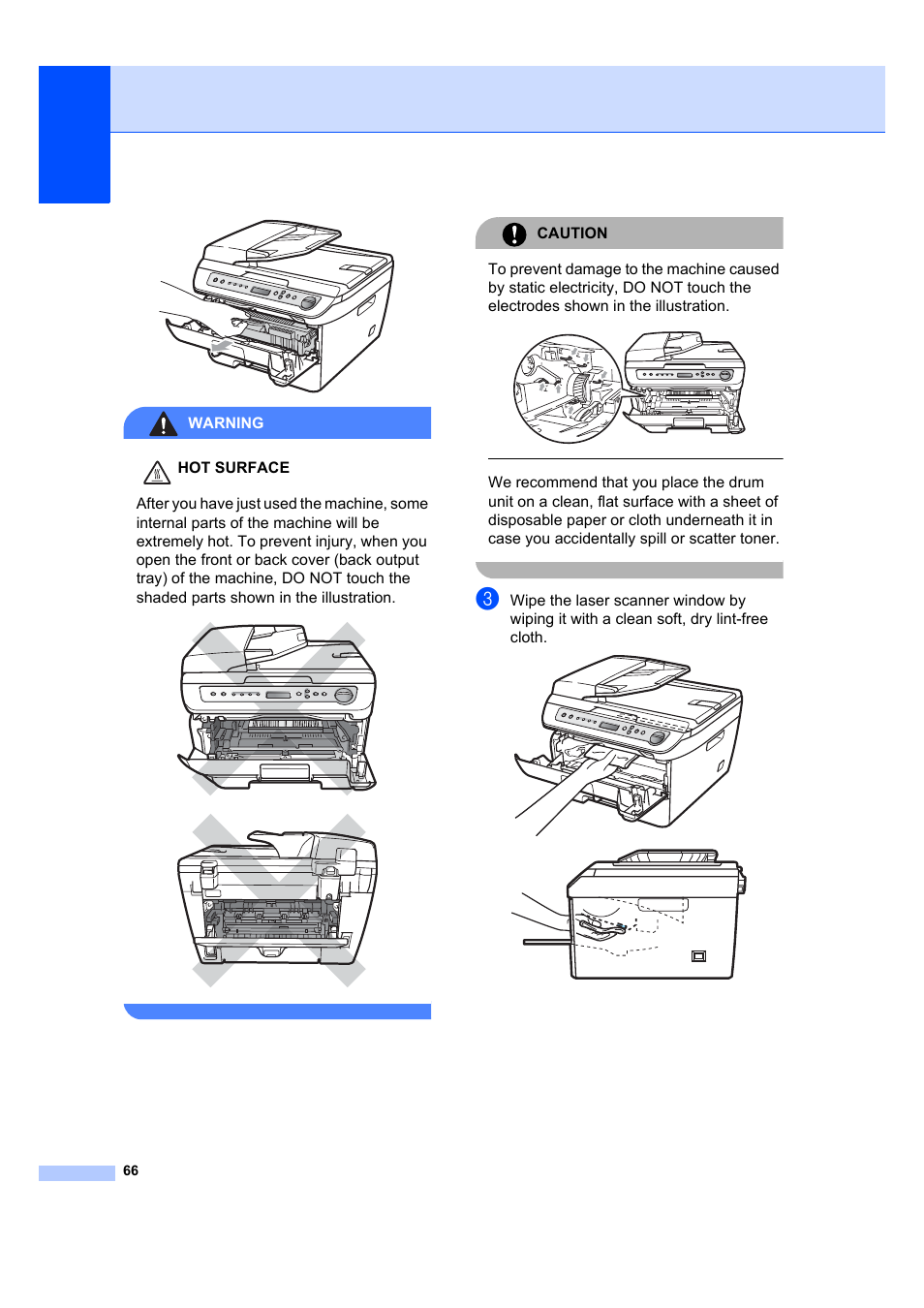 Warning, Caution | Brother DCP-7040 User Manual | Page 72 / 103