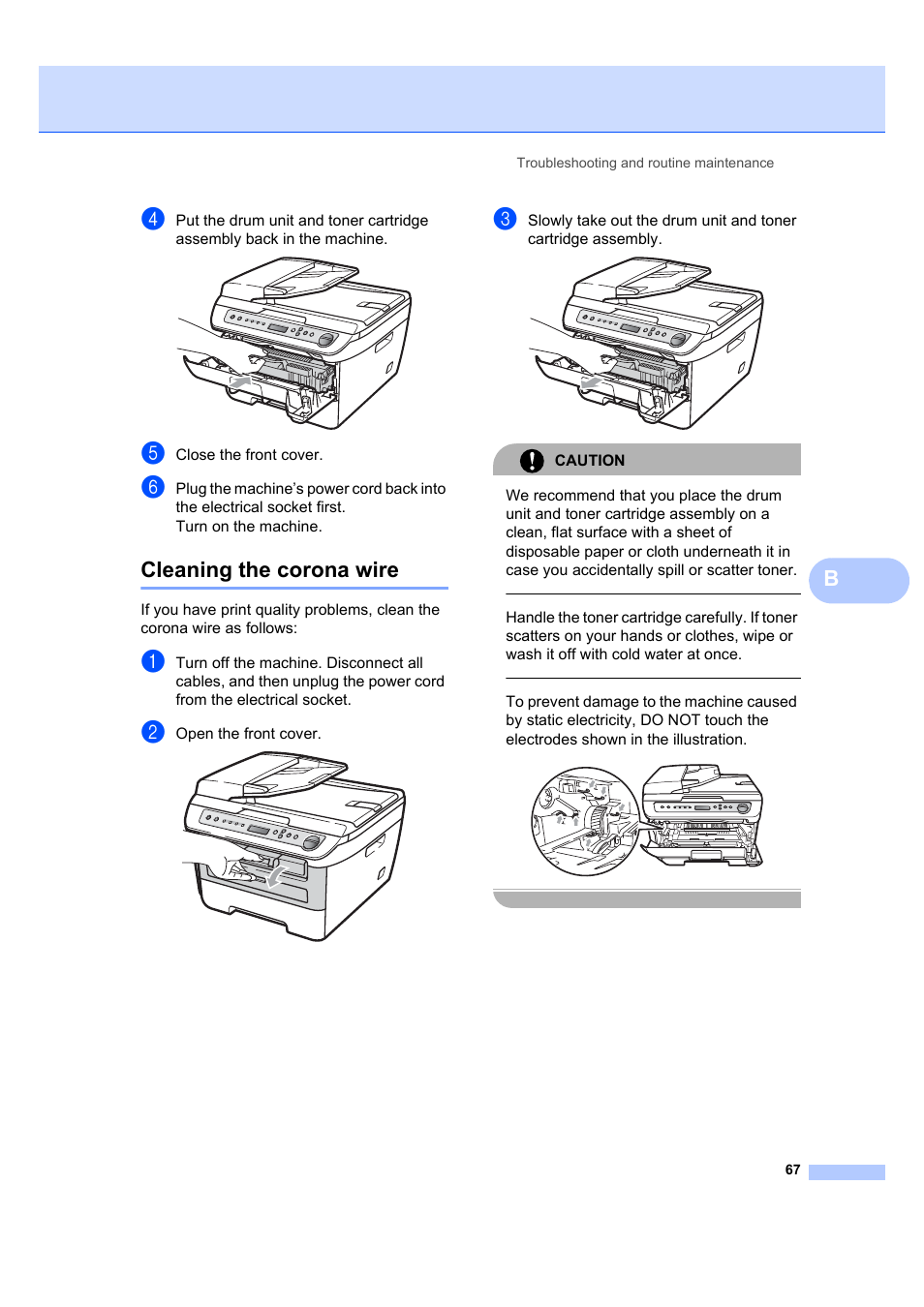 Cleaning the corona wire | Brother DCP-7040 User Manual | Page 73 / 103