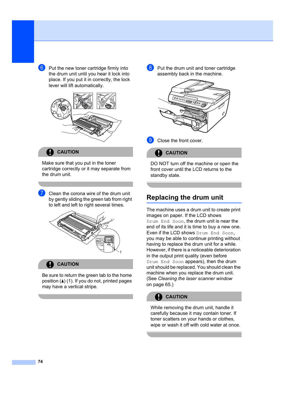 Replacing the drum unit | Brother DCP-7040 User Manual | Page 80 / 103