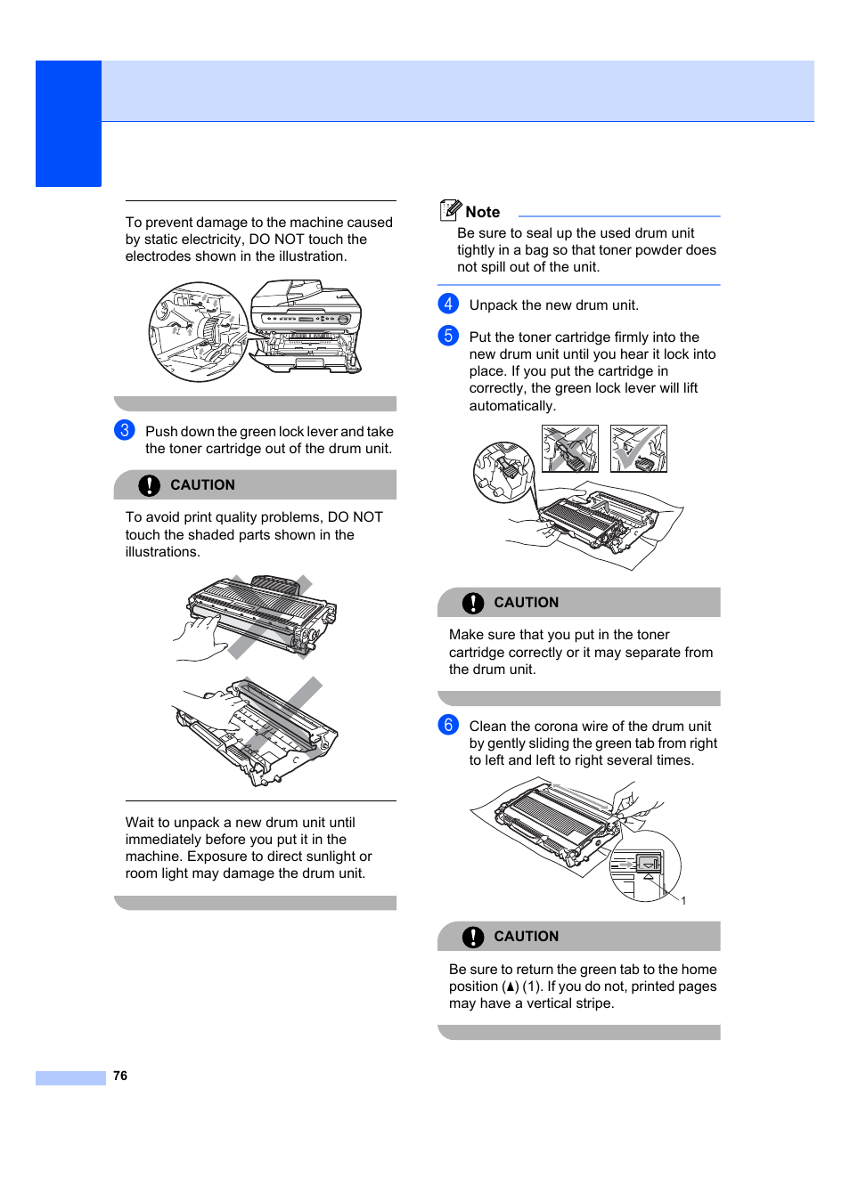 Unpack the new drum unit, Caution | Brother DCP-7040 User Manual | Page 82 / 103