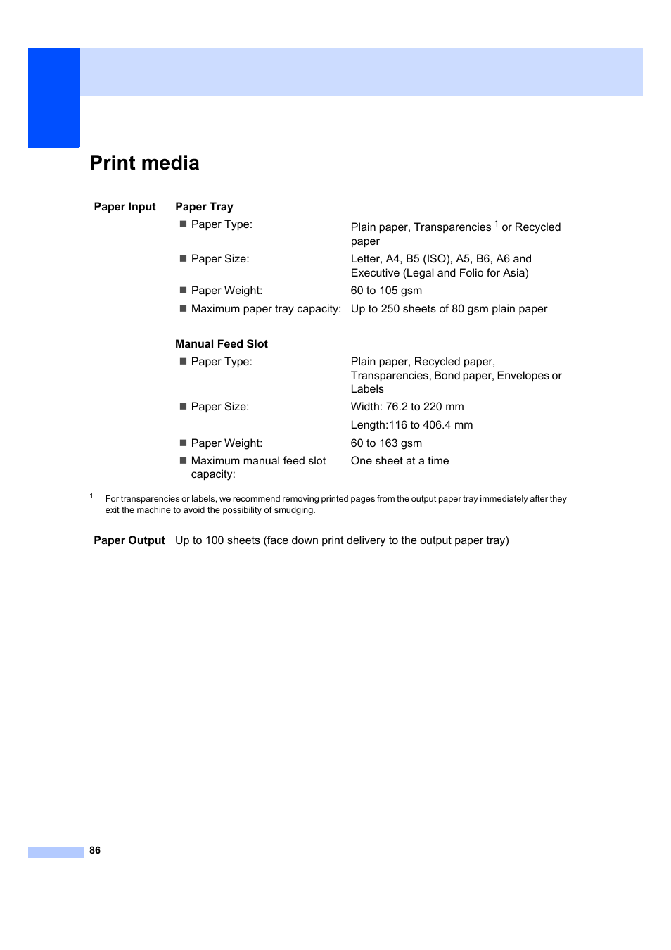 Print media | Brother DCP-7040 User Manual | Page 92 / 103