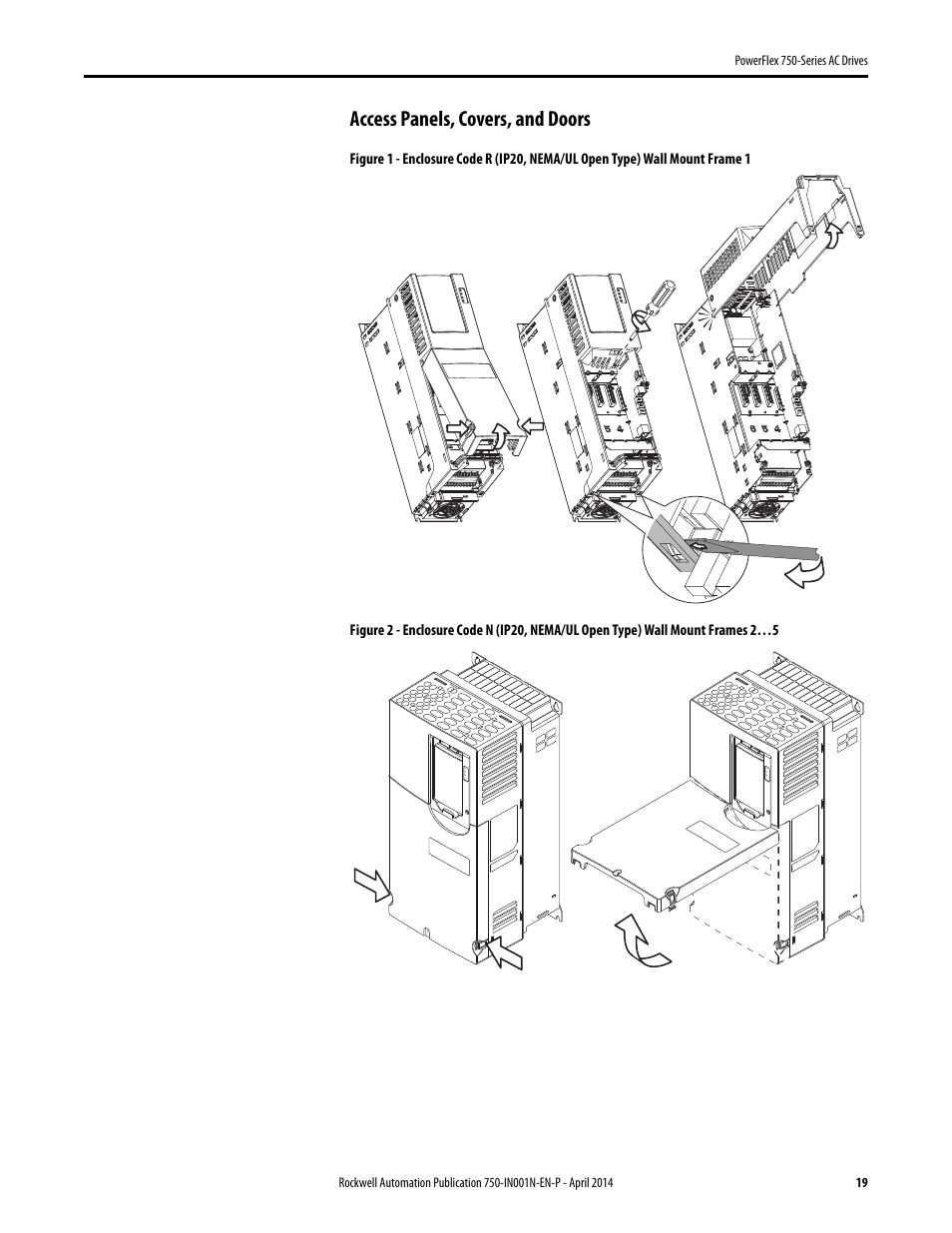 Access panels, covers, and doors | Rockwell Automation 21G PowerFlex 750-Series AC Drives User Manual | Page 19 / 284