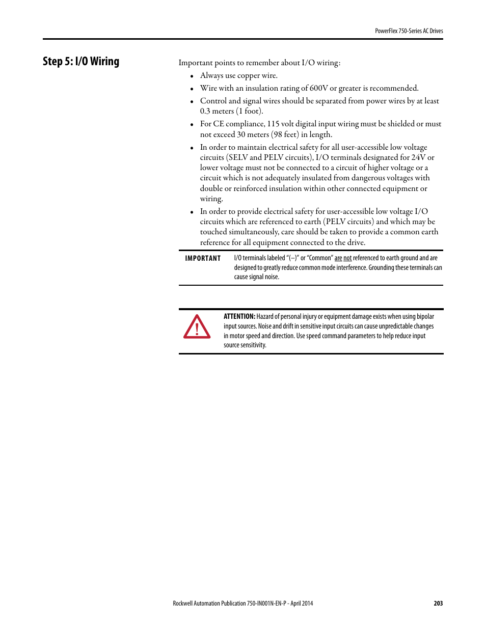 Step 5: i/o wiring | Rockwell Automation 21G PowerFlex 750-Series AC Drives User Manual | Page 203 / 284