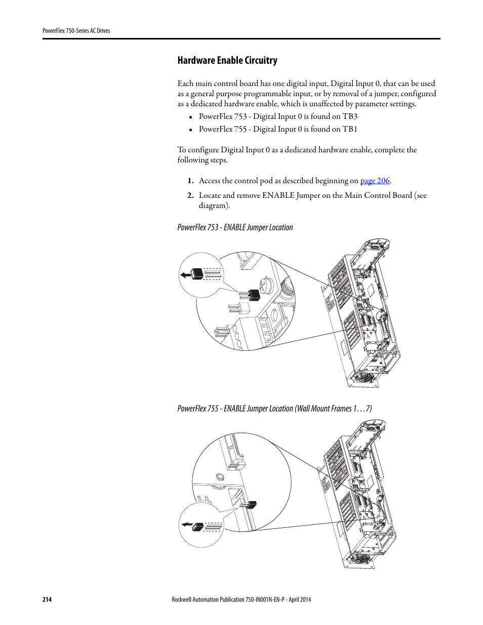 Hardware enable circuitry | Rockwell Automation 21G PowerFlex 750-Series AC Drives User Manual | Page 214 / 284