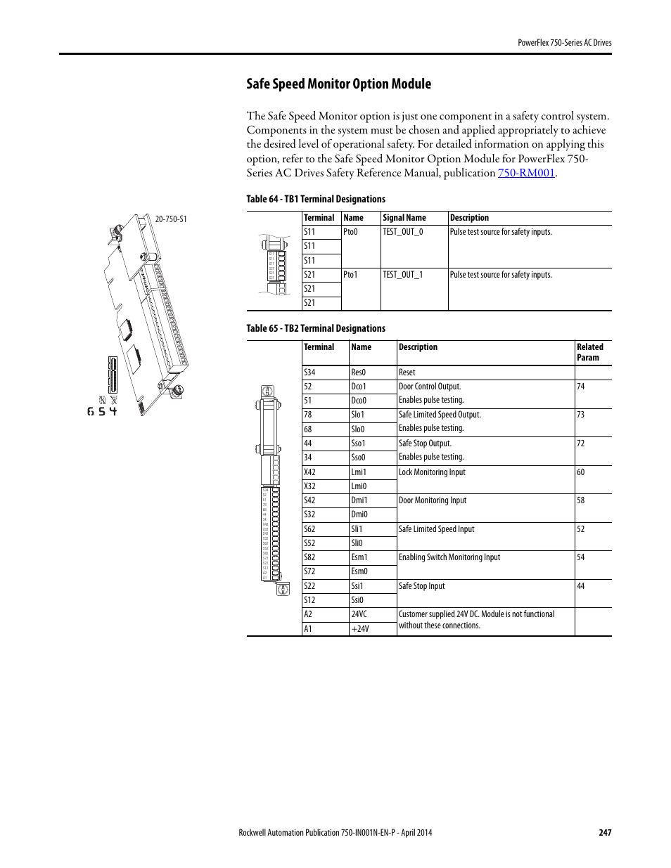 Safe speed monitor option module | Rockwell Automation 21G PowerFlex 750-Series AC Drives User Manual | Page 247 / 284