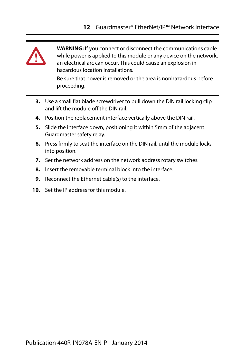 Rockwell Automation 440R-ENETR Guardmaster EtherNet/IP Network Interface - Installation Instructions User Manual | Page 12 / 20