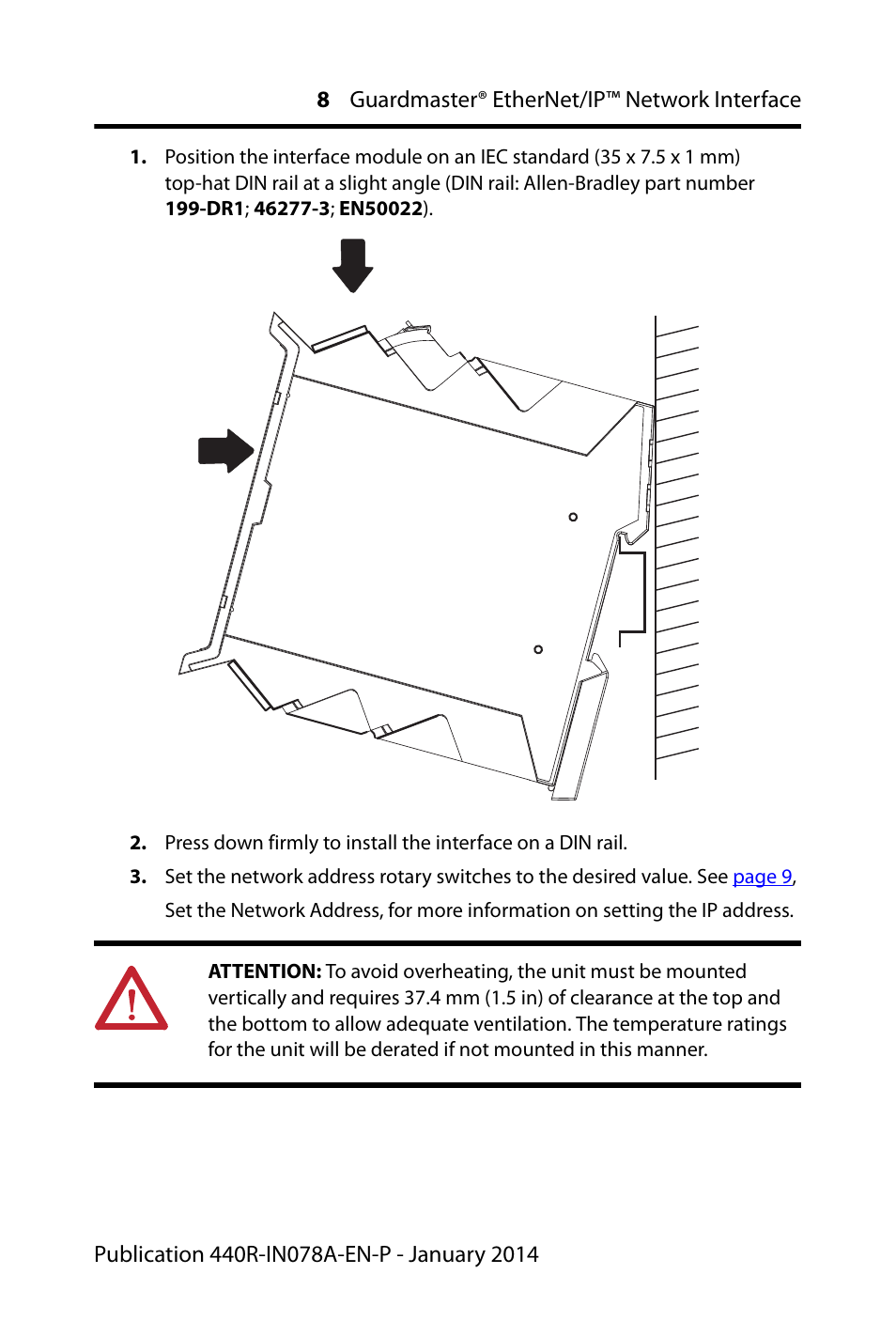 Rockwell Automation 440R-ENETR Guardmaster EtherNet/IP Network Interface - Installation Instructions User Manual | Page 8 / 20