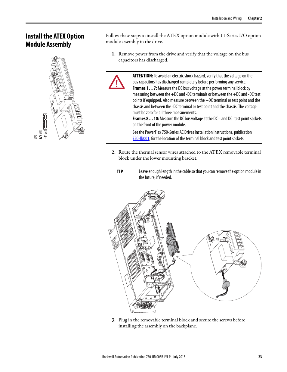 Install the atex option module assembly | Rockwell Automation 20-750-ATEX PowerFlex 750-Series ATEX Option Module User Manual | Page 23 / 44