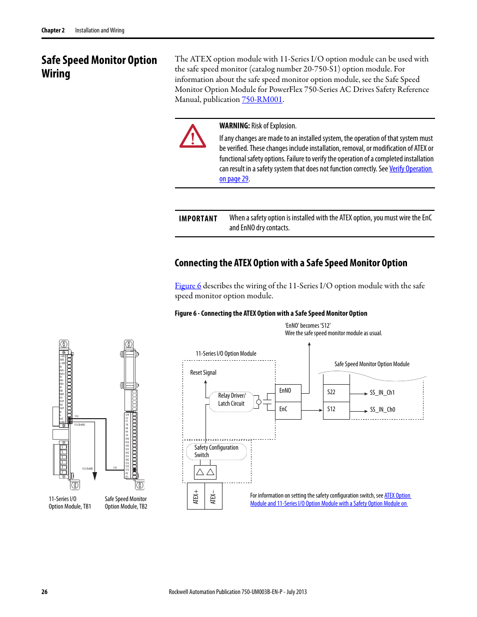 Safe speed monitor option wiring | Rockwell Automation 20-750-ATEX PowerFlex 750-Series ATEX Option Module User Manual | Page 26 / 44