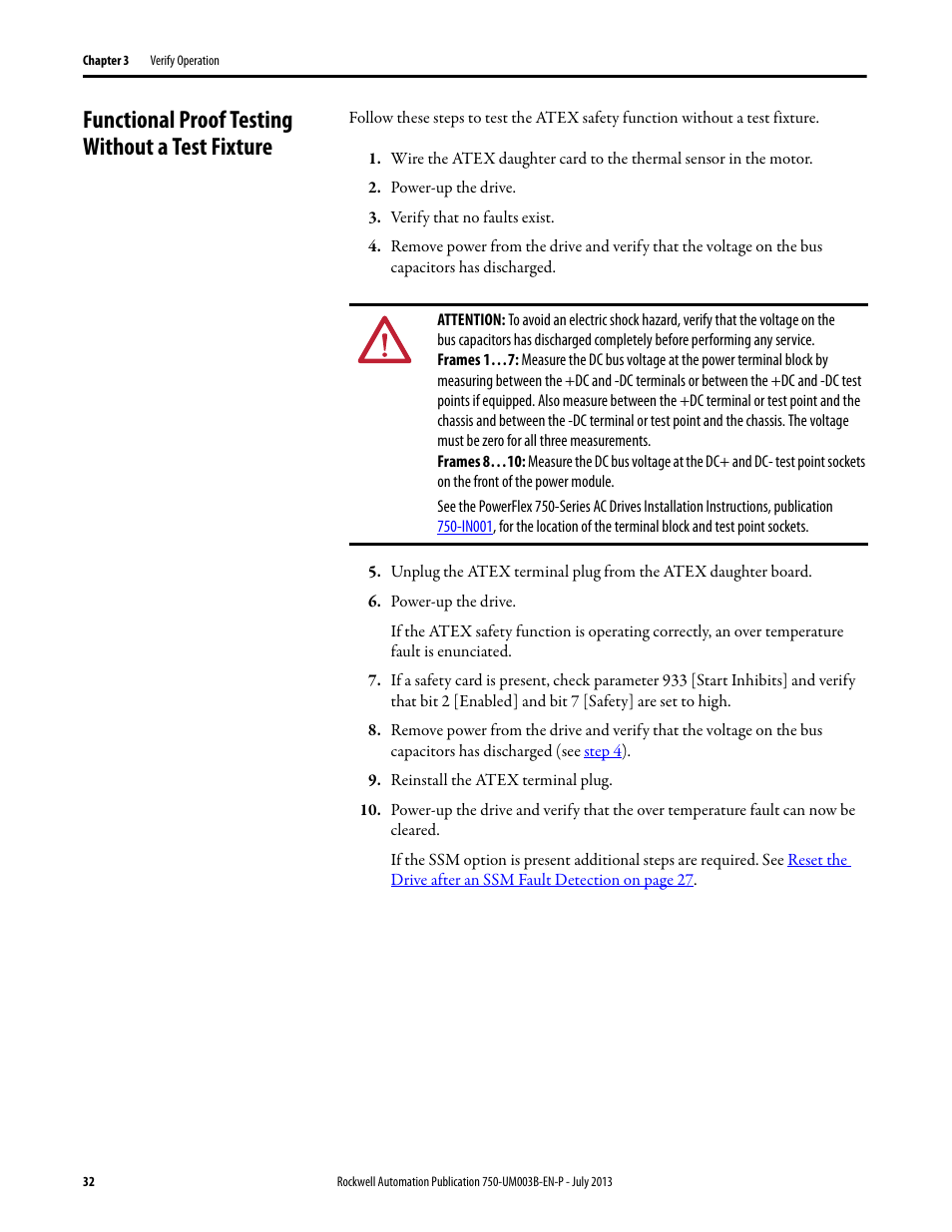 Functional proof testing without a test fixture | Rockwell Automation 20-750-ATEX PowerFlex 750-Series ATEX Option Module User Manual | Page 32 / 44