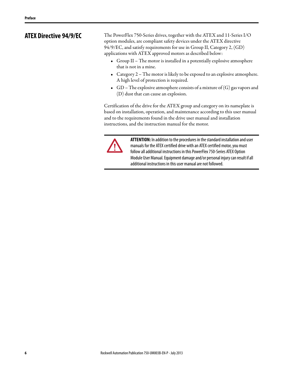 Atex directive 94/9/ec | Rockwell Automation 20-750-ATEX PowerFlex 750-Series ATEX Option Module User Manual | Page 6 / 44