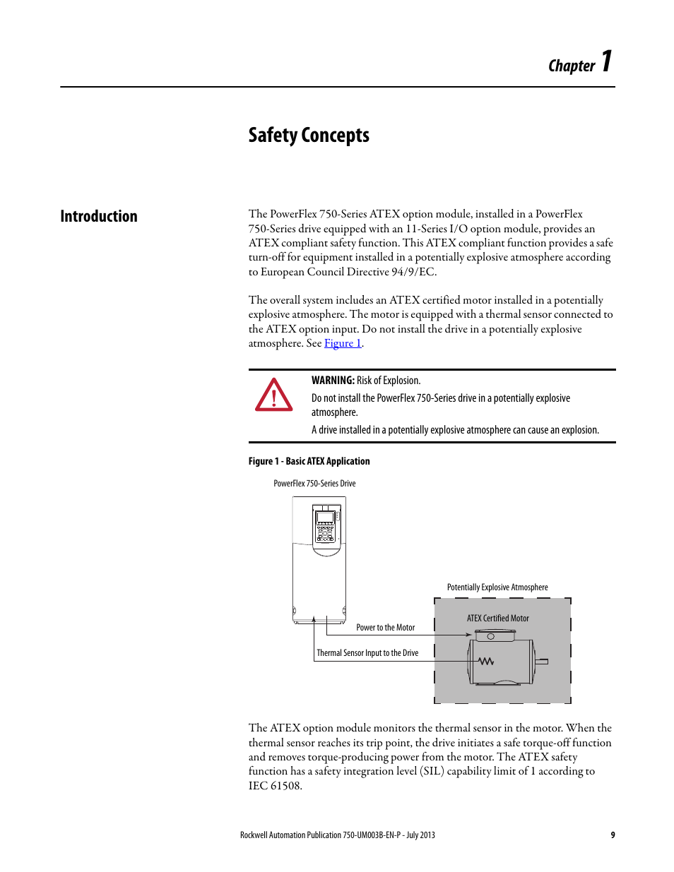 1 - safety concepts, Introduction, Chapter 1 | Safety concepts, Chapter | Rockwell Automation 20-750-ATEX PowerFlex 750-Series ATEX Option Module User Manual | Page 9 / 44