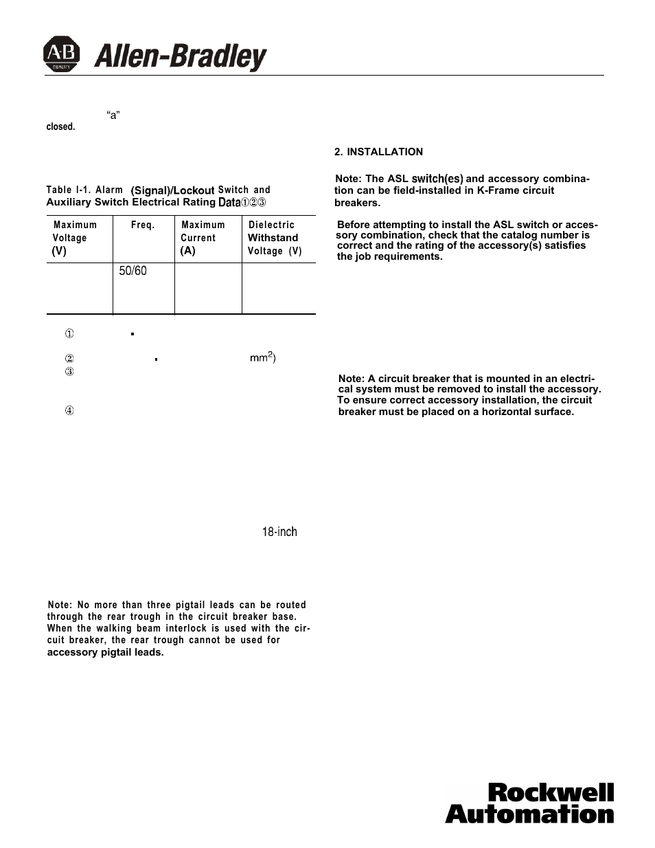 Rockwell Automation 140U K-Frame CB Alarm Switch and Alarm /Auxiliary Switch Combination User Manual | Page 2 / 8