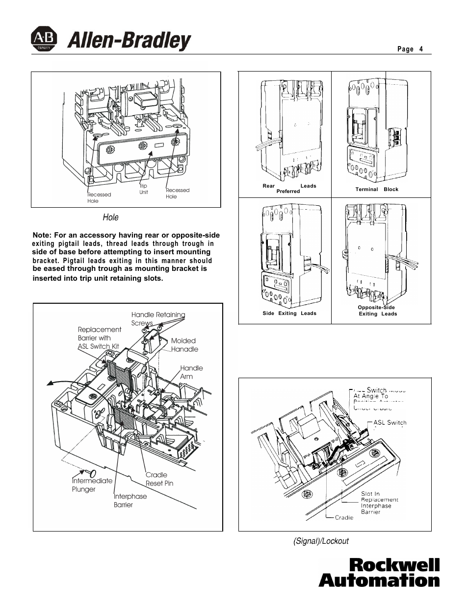 Rockwell Automation 140U K-Frame CB Alarm Switch and Alarm /Auxiliary Switch Combination User Manual | Page 4 / 8