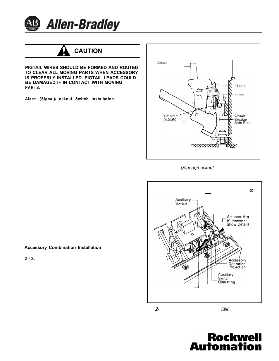 Caution | Rockwell Automation 140U K-Frame CB Alarm Switch and Alarm /Auxiliary Switch Combination User Manual | Page 5 / 8