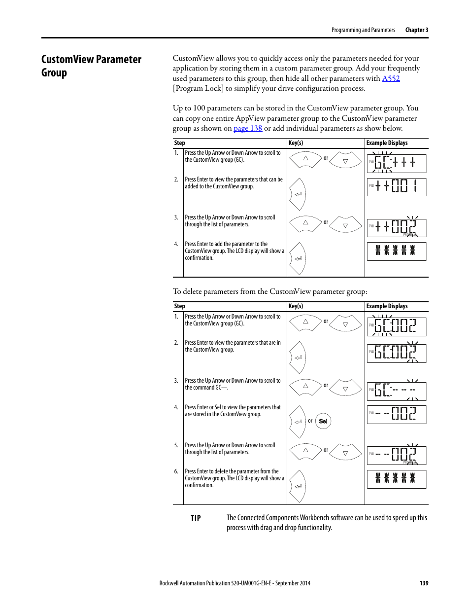 Customview parameter group | Rockwell Automation 25B PowerFlex 520-Series Adjustable Frequency AC Drive User Manual User Manual | Page 139 / 244