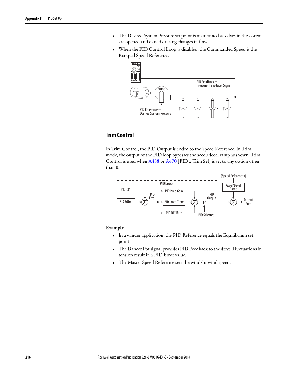 Trim control | Rockwell Automation 25B PowerFlex 520-Series Adjustable Frequency AC Drive User Manual User Manual | Page 216 / 244