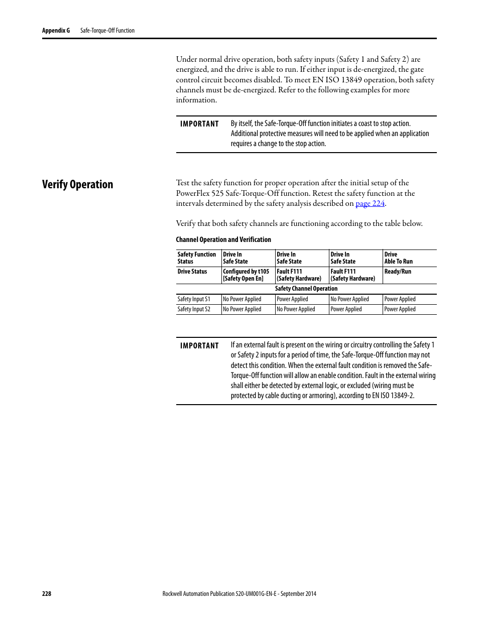 Verify operation | Rockwell Automation 25B PowerFlex 520-Series Adjustable Frequency AC Drive User Manual User Manual | Page 228 / 244