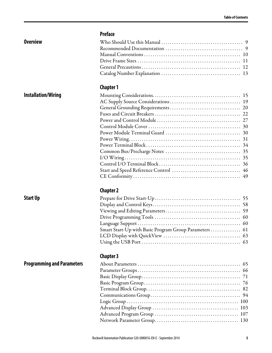 Rockwell Automation 25B PowerFlex 520-Series Adjustable Frequency AC Drive User Manual User Manual | Page 5 / 244