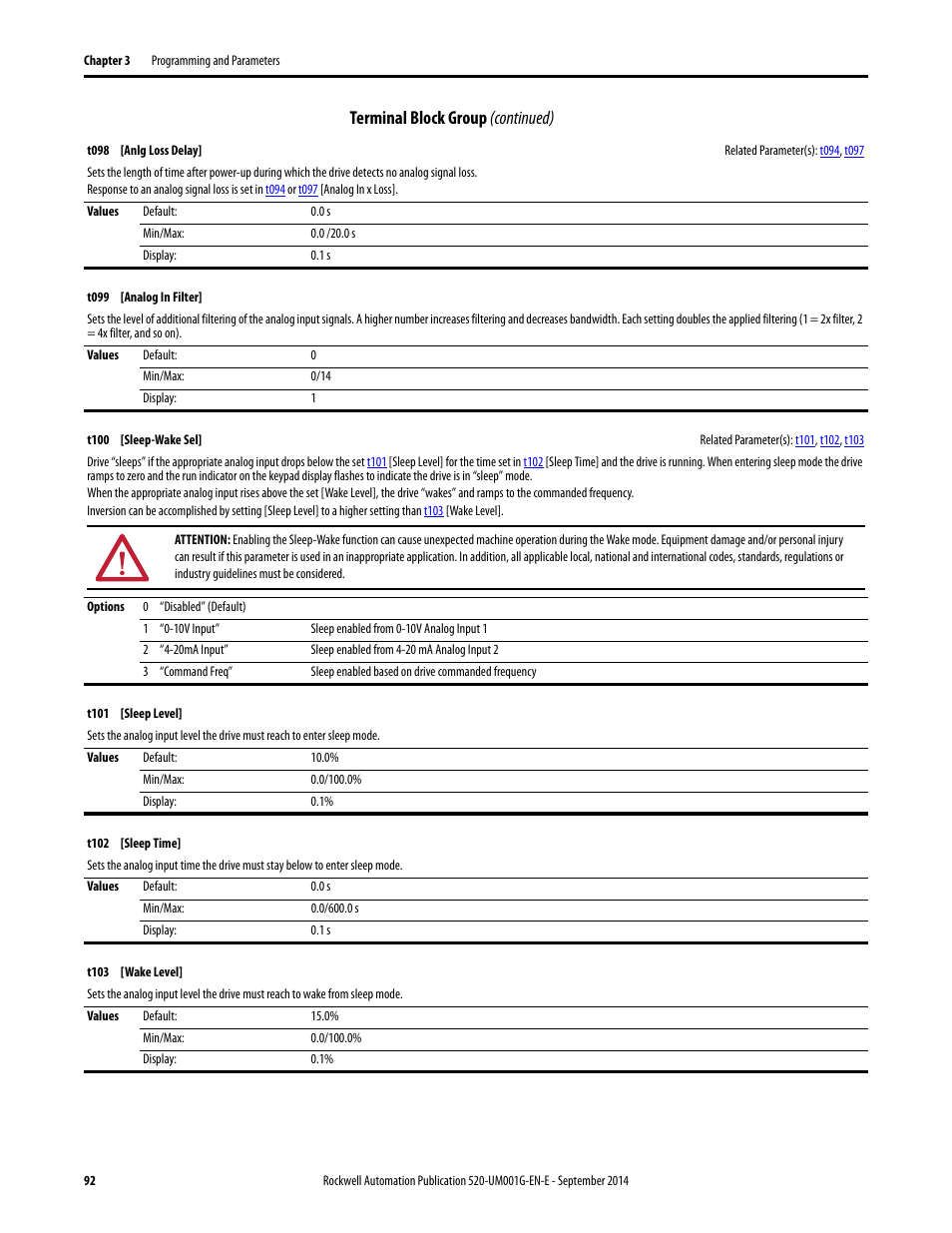 Terminal block group (continued) | Rockwell Automation 25B PowerFlex 520-Series Adjustable Frequency AC Drive User Manual User Manual | Page 92 / 244