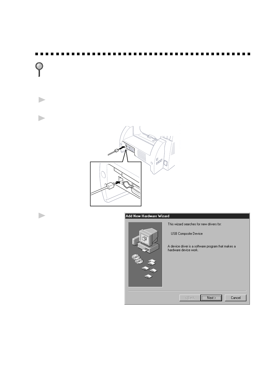 Connecting brother machine to pc with a usb cable, For using windows, 98 only) -3 | 98 only) | Brother MFC 8700 User Manual | Page 101 / 183