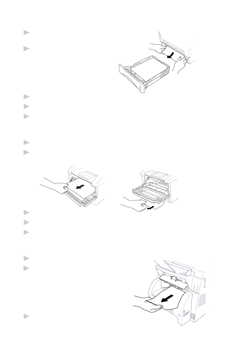 Paper is jammed near the drum unit, Paper is jammed in the fuser unit | Brother MFC 8700 User Manual | Page 140 / 183