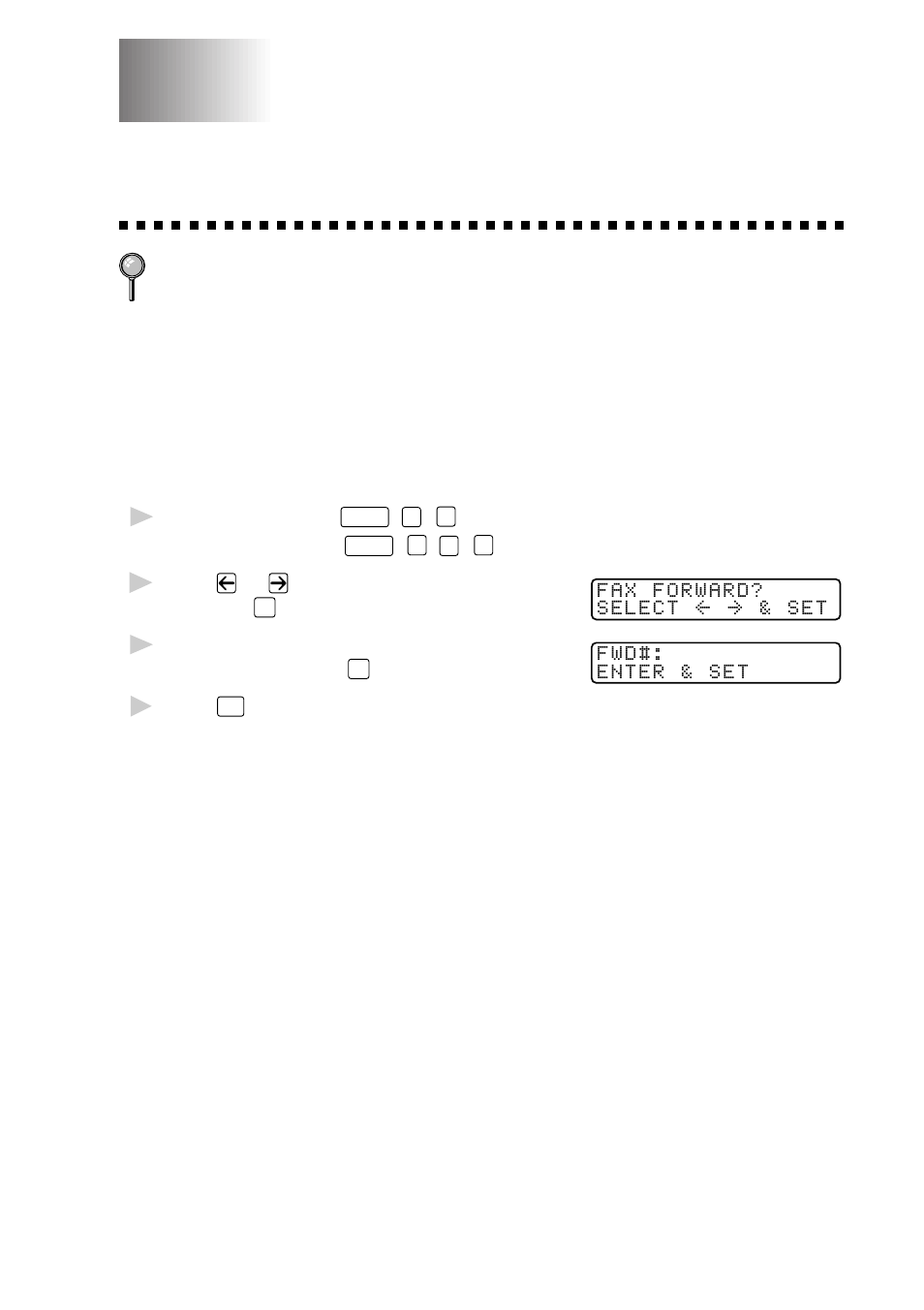 Remote fax options, Fax forwarding/paging, Programming a fax forwarding number | Remote fax options -1 fax forwarding/paging -1, Programming a fax forwarding number -1 | Brother MFC 8700 User Manual | Page 87 / 183