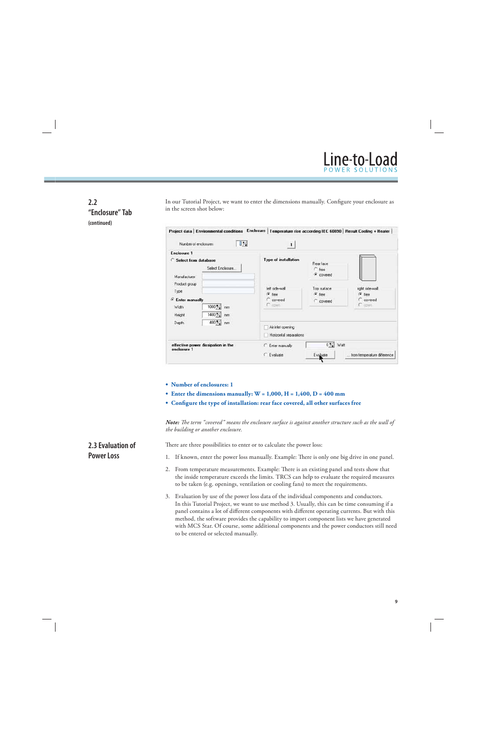 2 “enclosure” tab, 3 evaluation of power loss | Rockwell Automation 141A Mounting System Temperature Rise Calculation Software Tutorial User Manual | Page 11 / 24