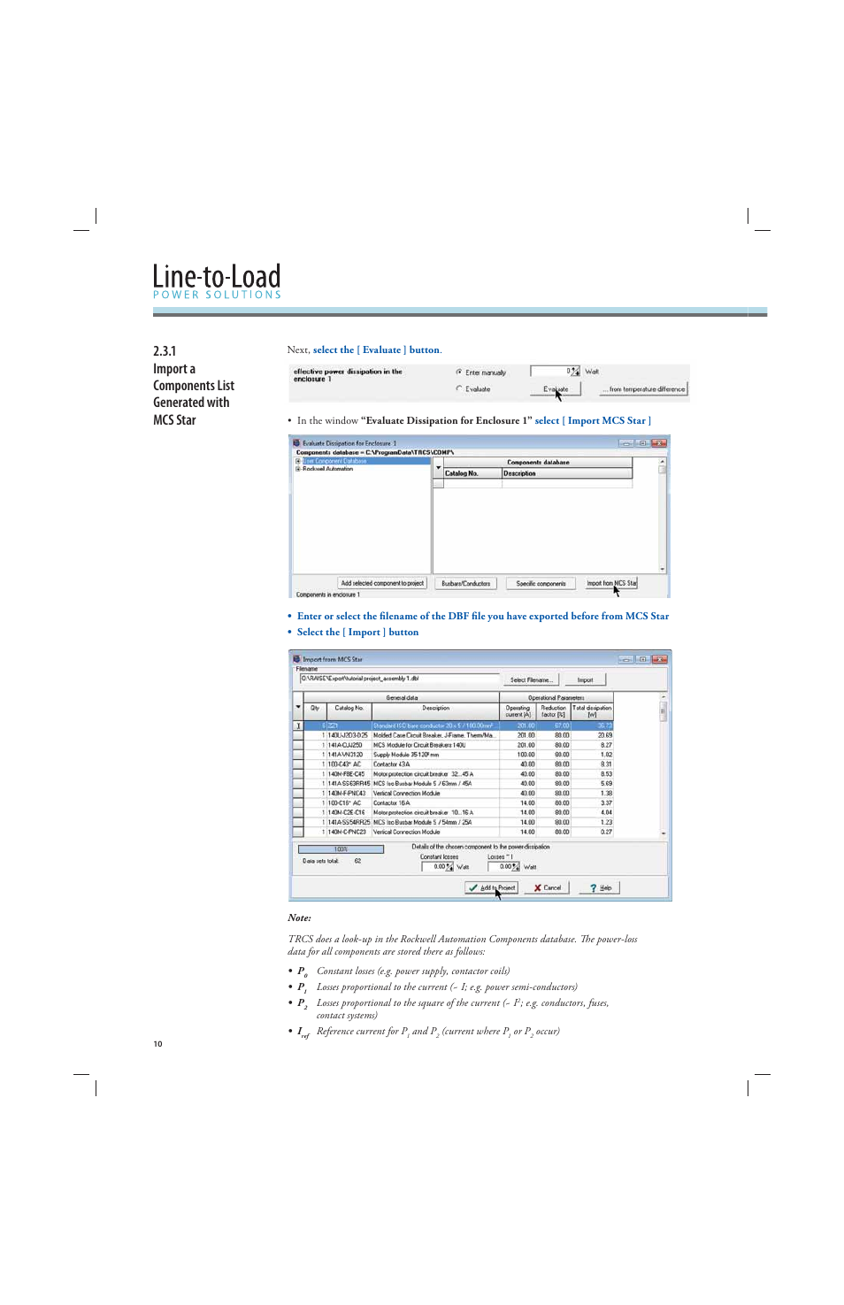 1 import a components list generated with mcs star | Rockwell Automation 141A Mounting System Temperature Rise Calculation Software Tutorial User Manual | Page 12 / 24