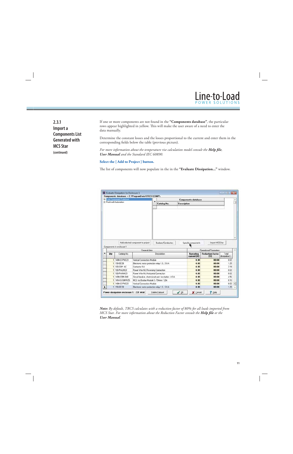 1 import a components list generated with mcs star | Rockwell Automation 141A Mounting System Temperature Rise Calculation Software Tutorial User Manual | Page 13 / 24