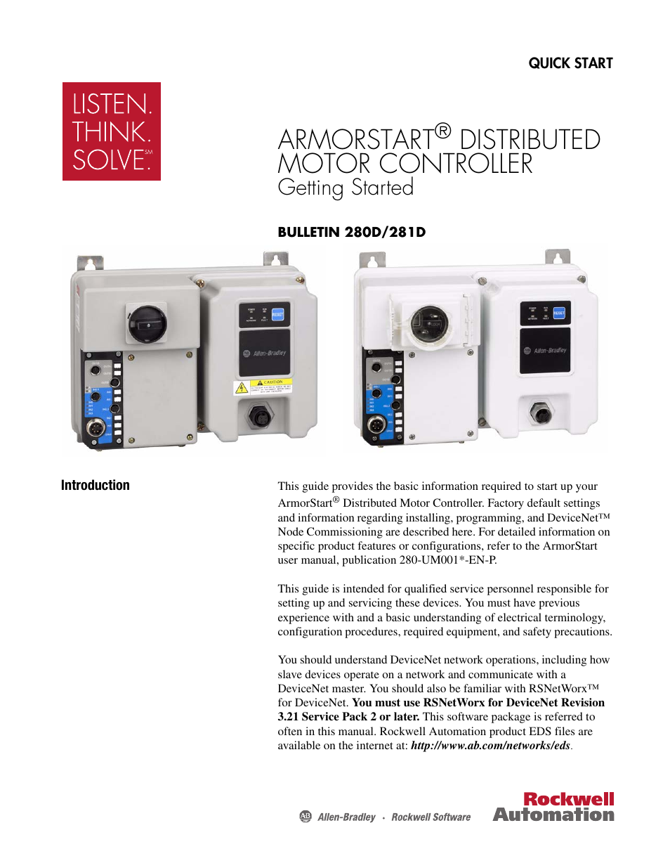 Rockwell Automation 280D ArmorStart - Getting Started User Manual | 24 pages