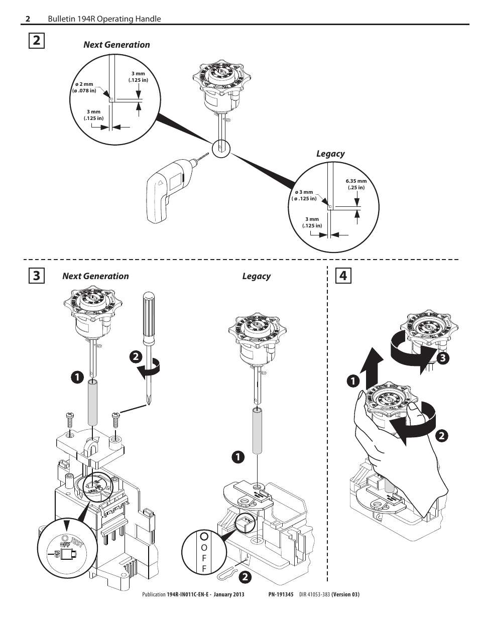 Rockwell Automation 194R-NHxx Operating Handle User Manual | Page 2 / 4