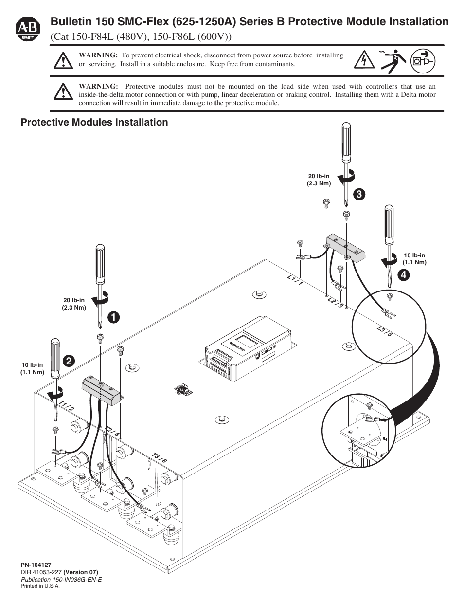 Protective modules installation | Rockwell Automation 150-F84L_F86L Soft Starter Protective Modules User Manual | Page 5 / 10