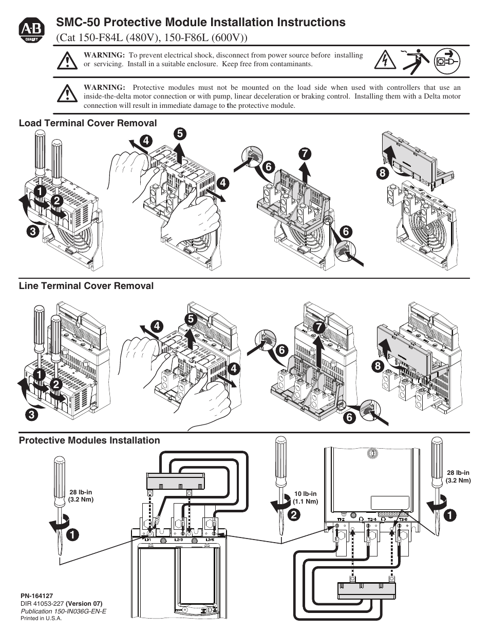 Smc-50 protective module installation instructions | Rockwell Automation 150-F84L_F86L Soft Starter Protective Modules User Manual | Page 7 / 10