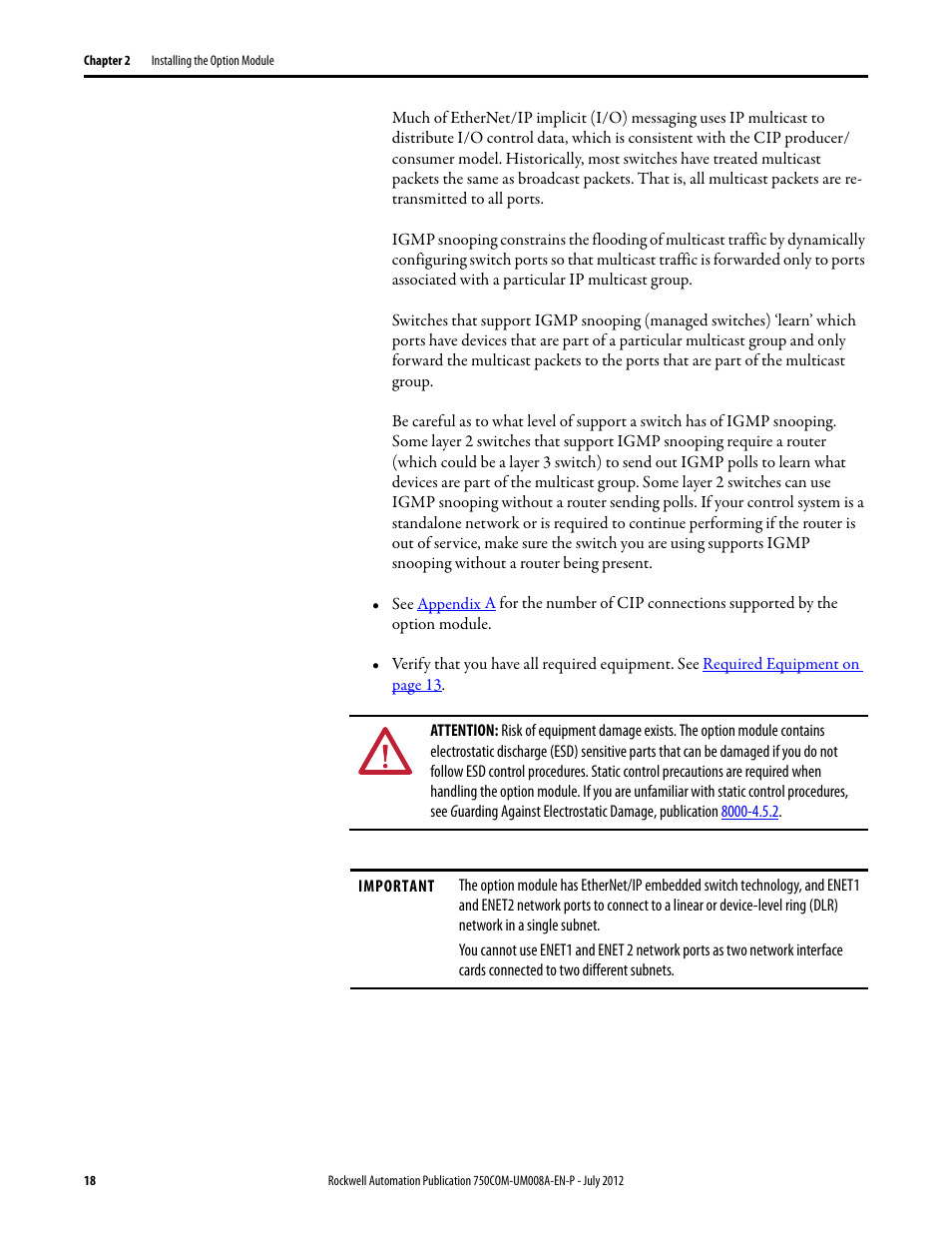 Rockwell Automation 20-750-ENETR PowerFlexDual-Port EtherNet/IP Option Module User Manual | Page 18 / 200