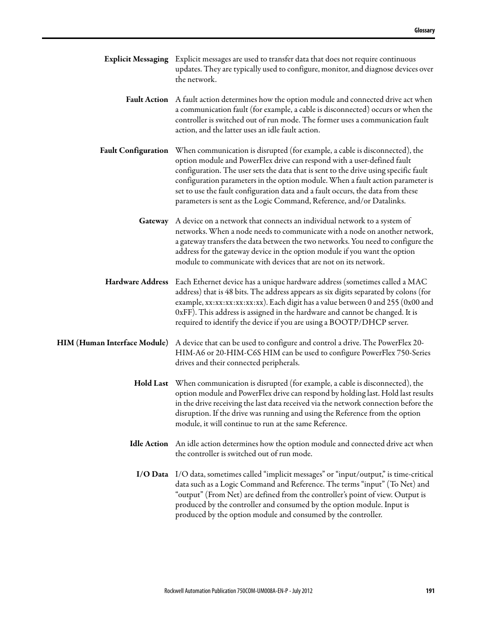 Rockwell Automation 20-750-ENETR PowerFlexDual-Port EtherNet/IP Option Module User Manual | Page 191 / 200