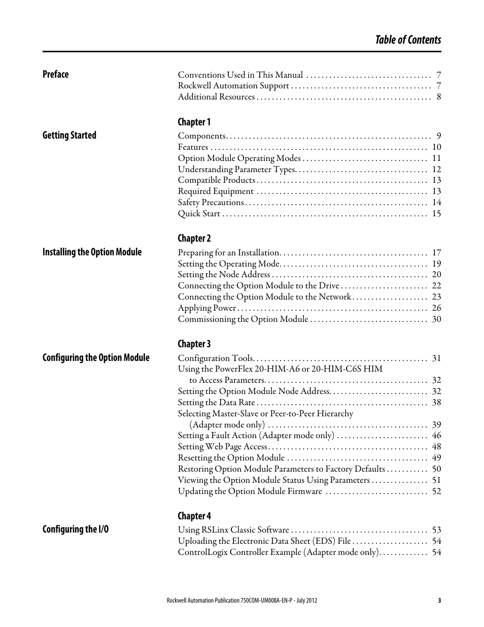 Rockwell Automation 20-750-ENETR PowerFlexDual-Port EtherNet/IP Option Module User Manual | Page 3 / 200