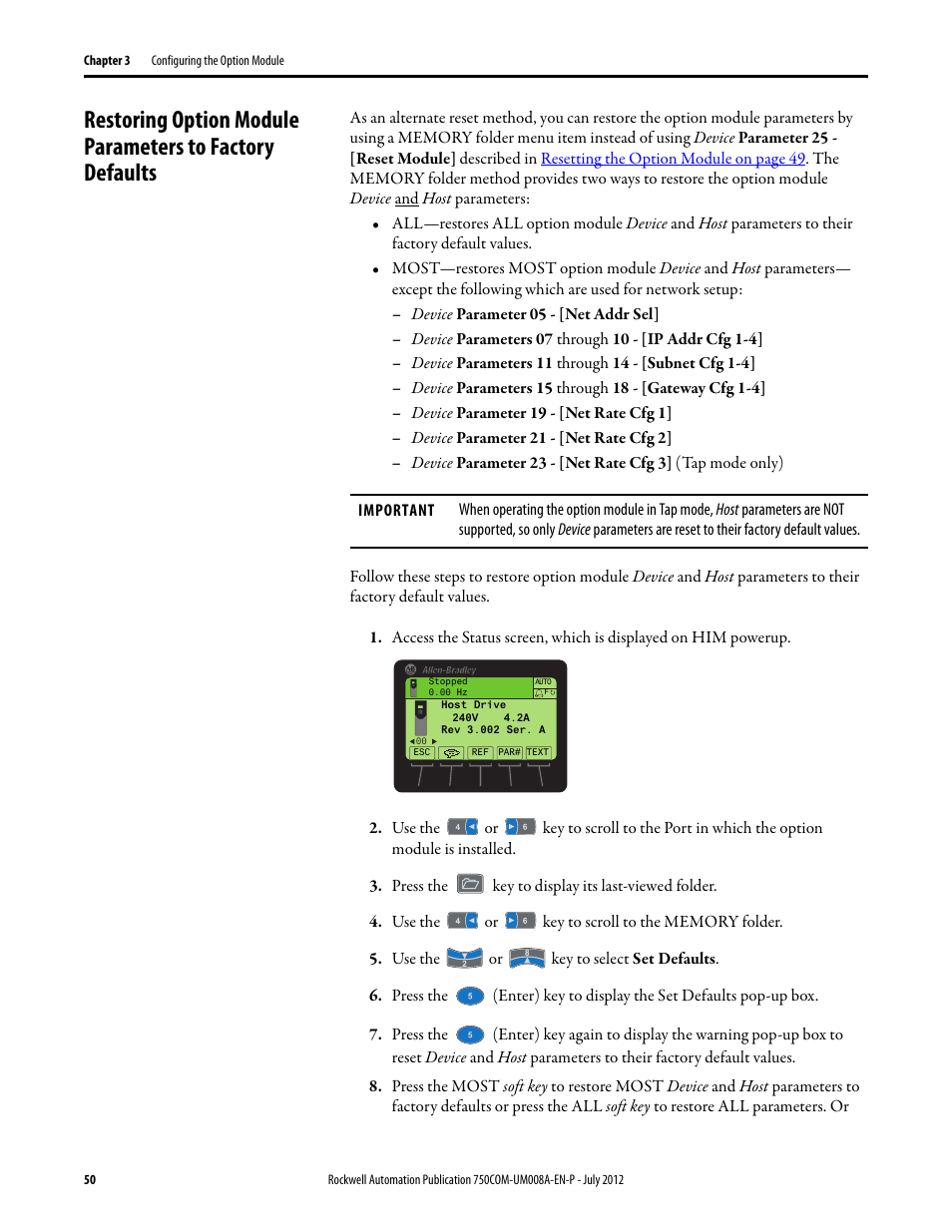 Rockwell Automation 20-750-ENETR PowerFlexDual-Port EtherNet/IP Option Module User Manual | Page 50 / 200