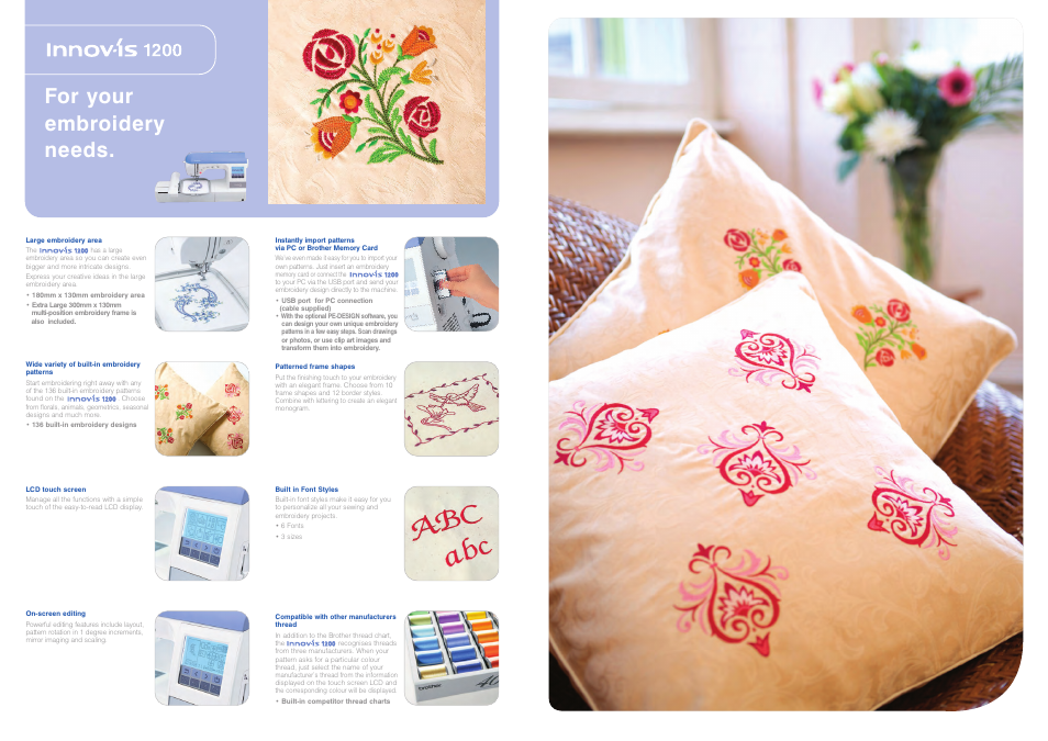 For your embroidery needs | Brother 1200 User Manual | Page 2 / 4