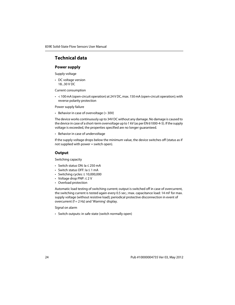 Technical data | Rockwell Automation 839E Solid-State Flow Sensors User Manual | Page 26 / 32